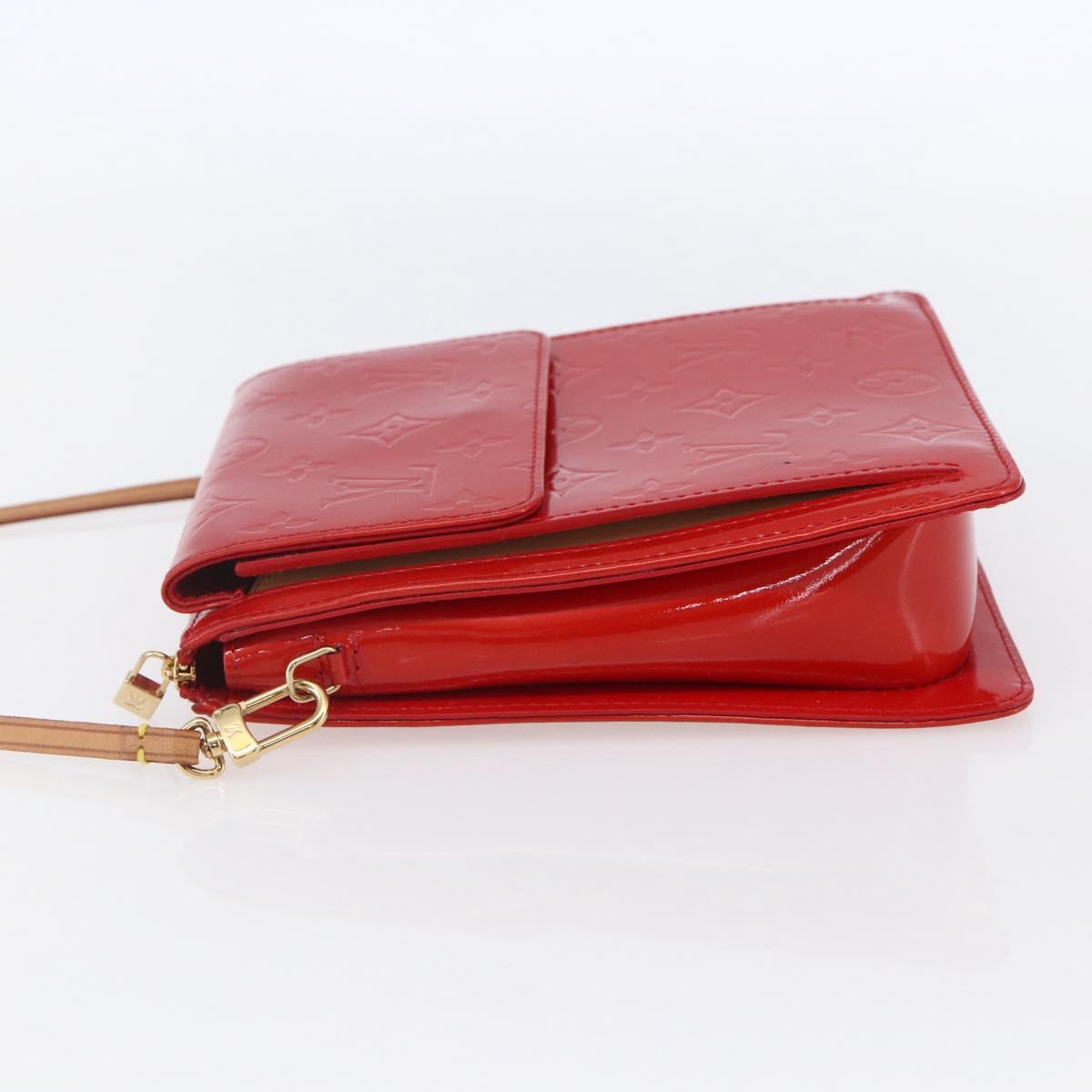 LOUIS VUITTON Monogram Vernis Motto Accessory Pouch Red M91137 LV Auth 150865