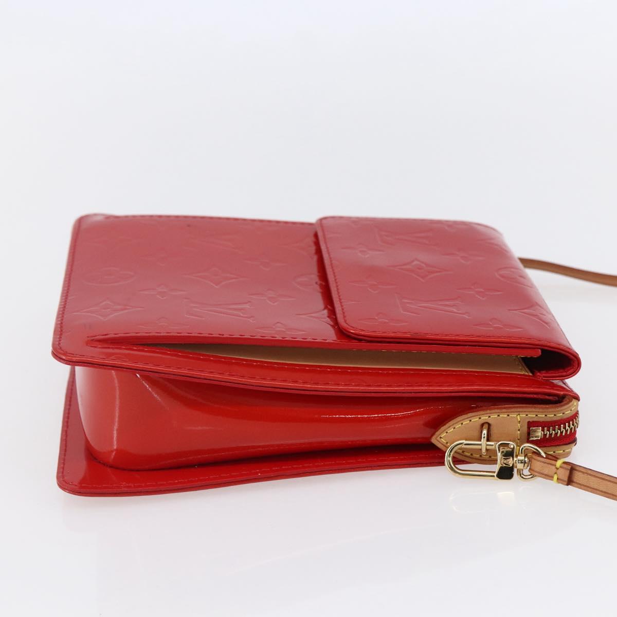 LOUIS VUITTON Monogram Vernis Motto Accessory Pouch Red M91137 LV Auth 150865