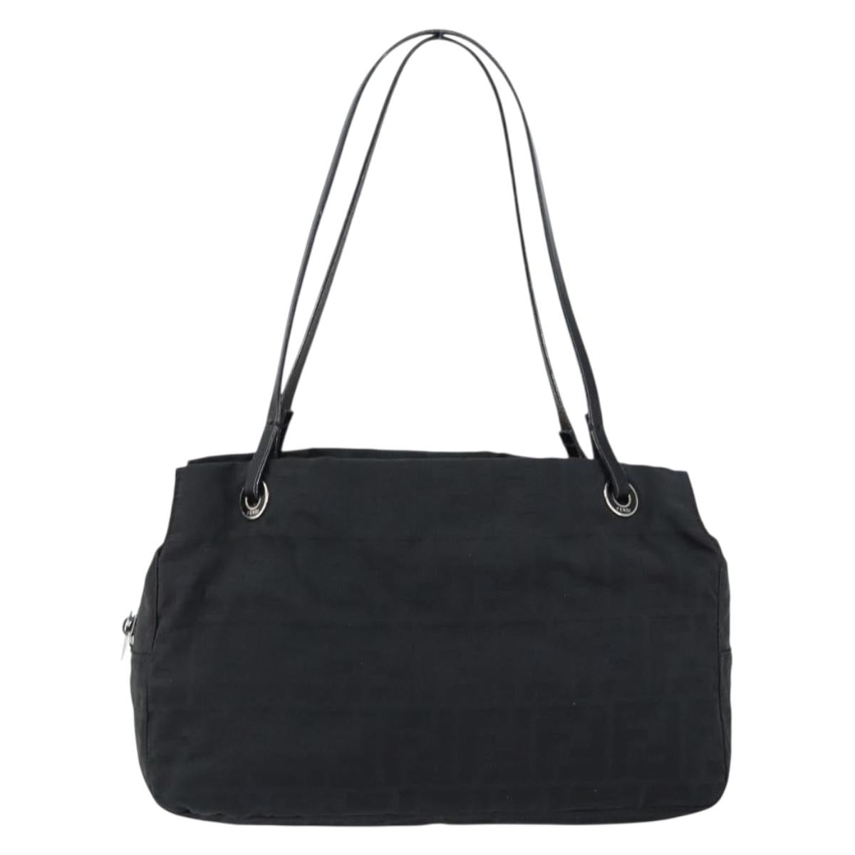 FENDI Zucca Canvas Tote Bag Black Brown Auth 150868