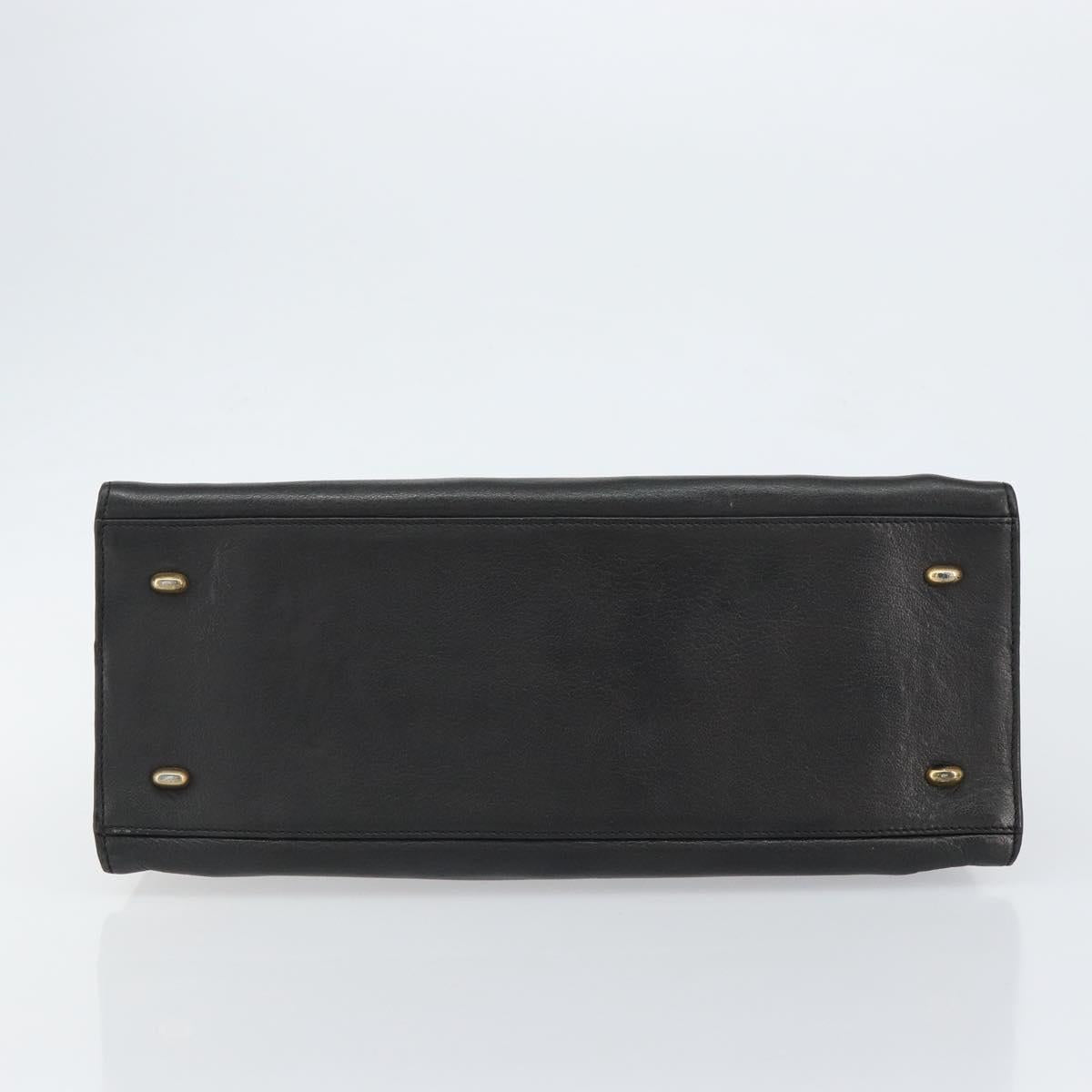 CELINE Macadam Canvas Tote Bag Leather Black Gold Auth 150870