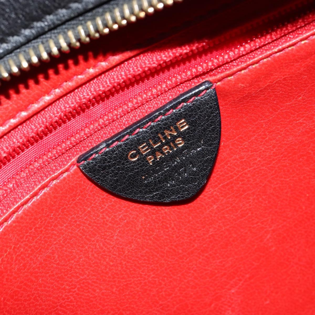 CELINE Macadam Canvas Tote Bag Leather Black Gold Auth 150870