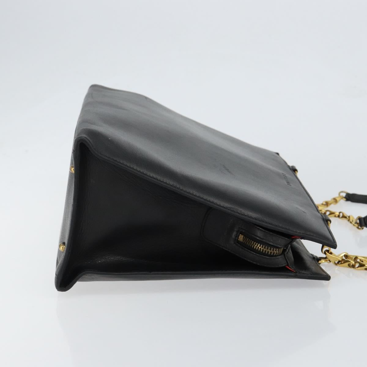 CELINE Macadam Canvas Tote Bag Leather Black Gold Auth 150870