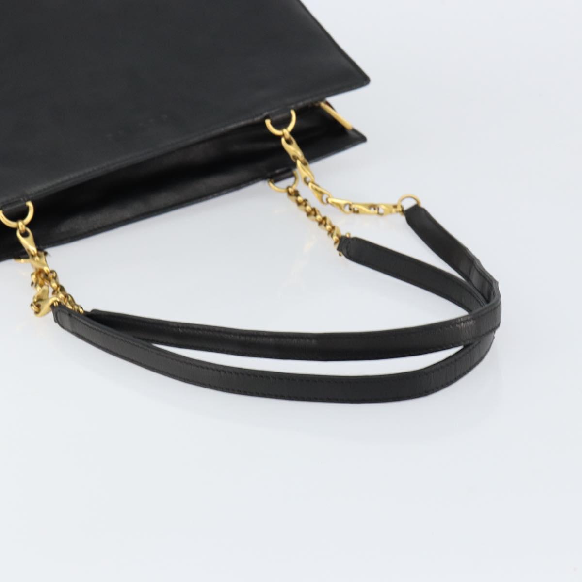 CELINE Macadam Canvas Tote Bag Leather Black Gold Auth 150870