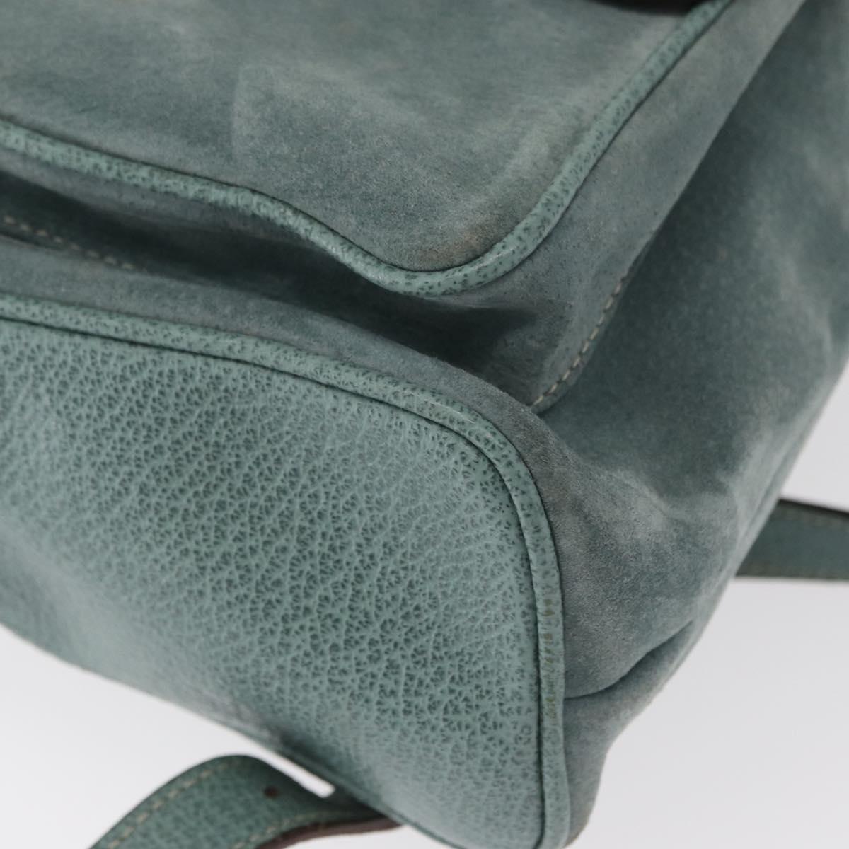 GUCCI Bamboo Backpack Suede Turquoise Blue Gold 003 2058 0016 Auth 150871