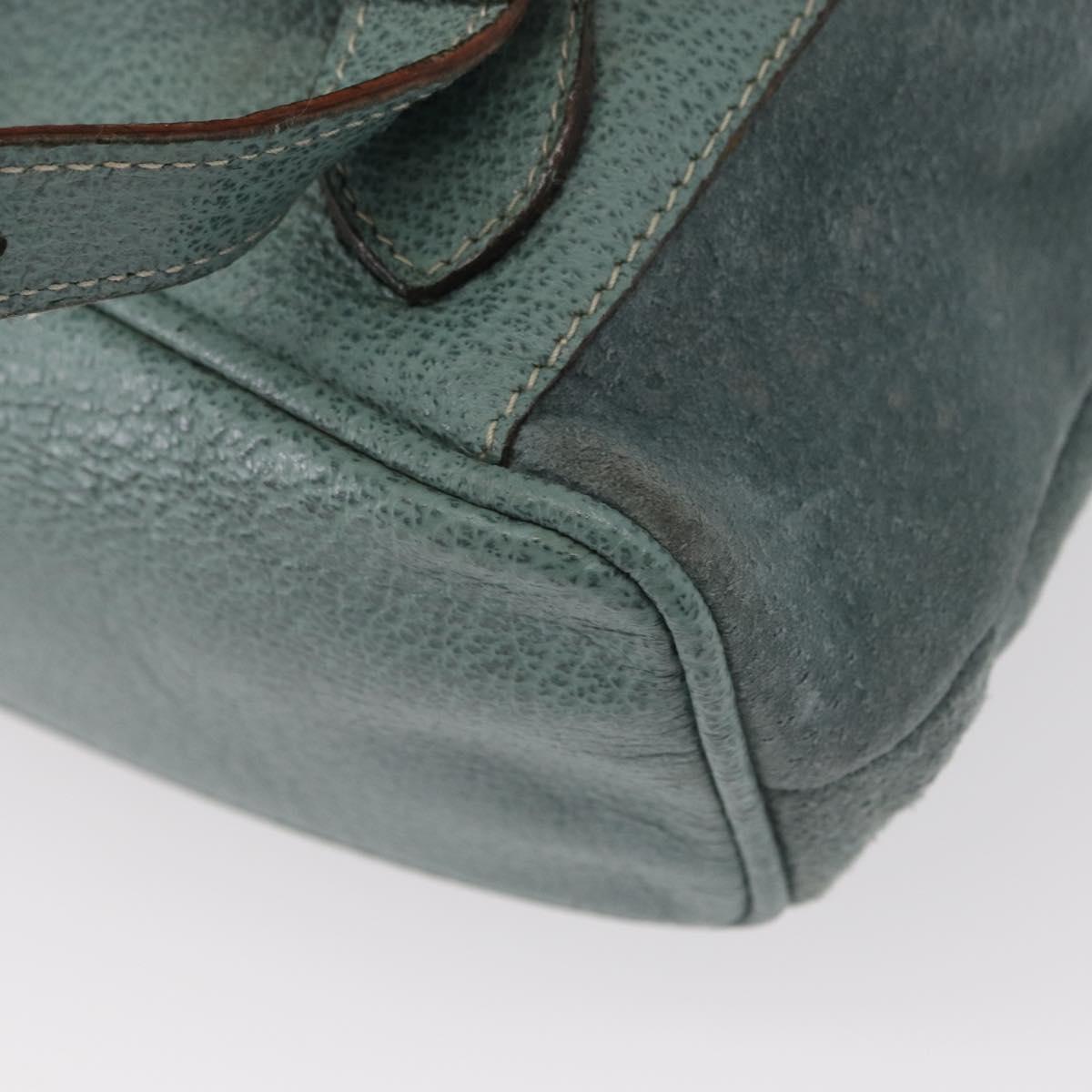 GUCCI Bamboo Backpack Suede Turquoise Blue Gold 003 2058 0016 Auth 150871