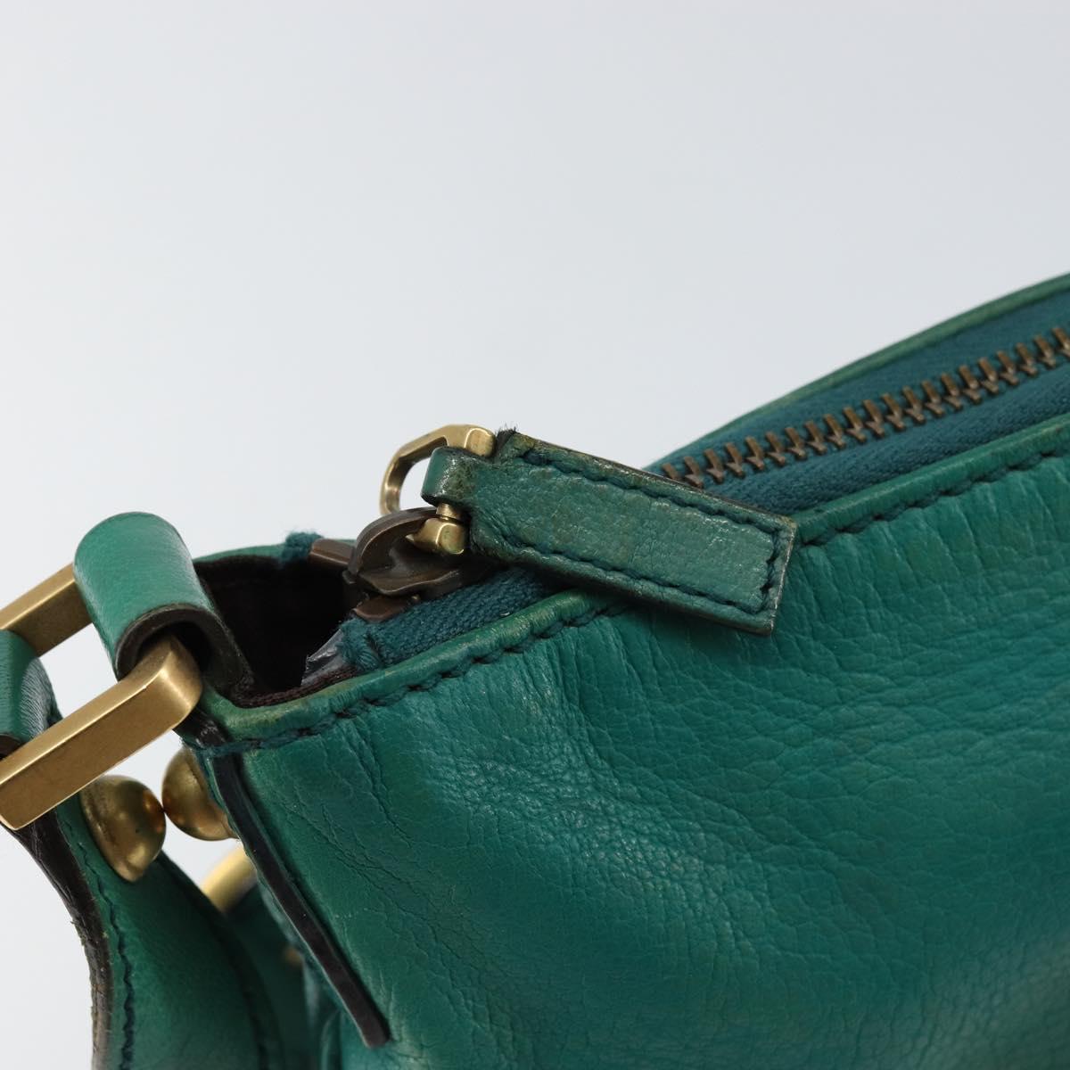 GUCCI Interlocking Shoulder Bag Leather Green Gold 121552 Auth 150873