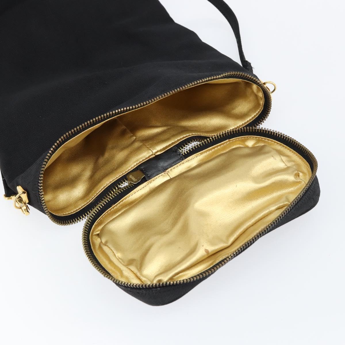 Salvatore Ferragamo Vala Shoulder Bag Nylon Black Gold Auth 150876