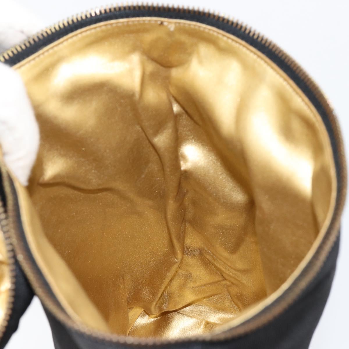 Salvatore Ferragamo Vala Shoulder Bag Nylon Black Gold Auth 150876