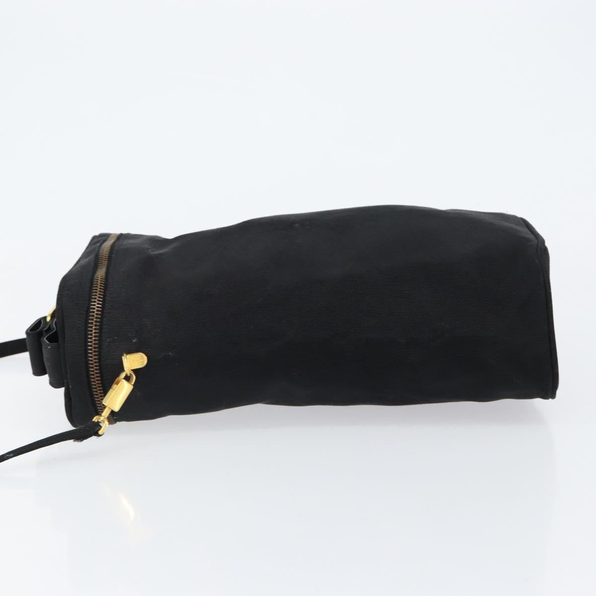 Salvatore Ferragamo Vala Shoulder Bag Nylon Black Gold Auth 150876