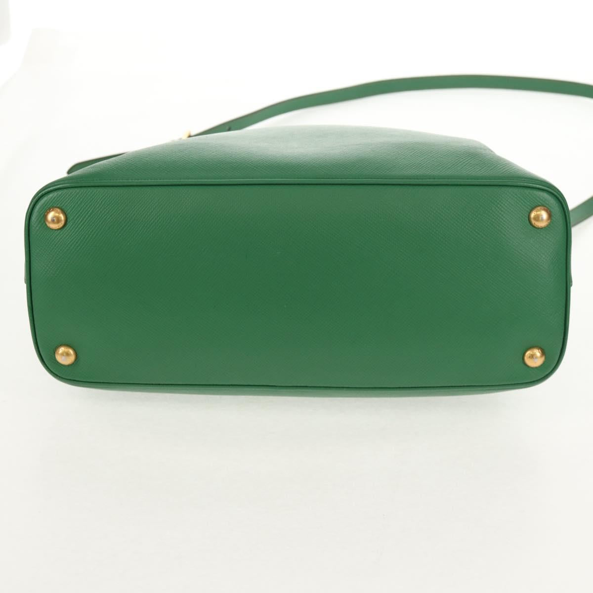 PRADA Hand Bag Safiano leather 2way Green Gold Auth 150877V