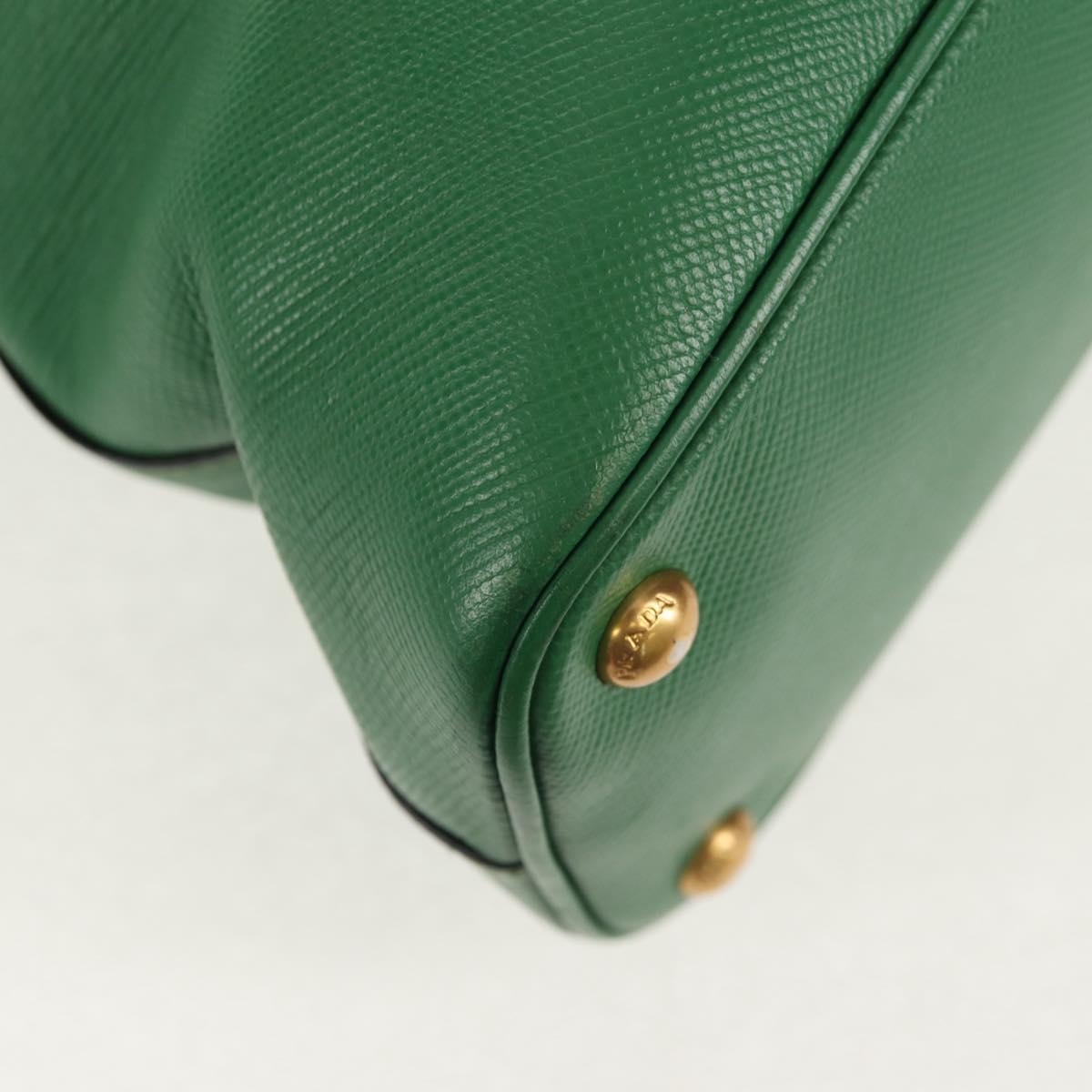 PRADA Hand Bag Safiano leather 2way Green Gold Auth 150877V