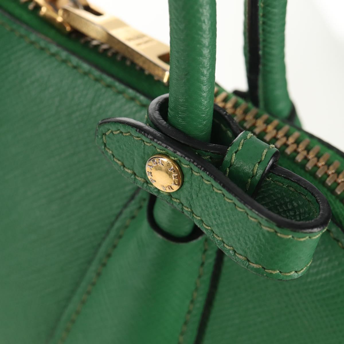 PRADA Hand Bag Safiano leather 2way Green Gold Auth 150877V