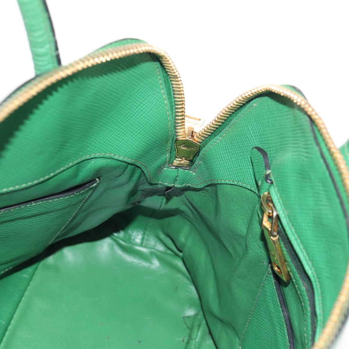 PRADA Hand Bag Safiano leather 2way Green Gold Auth 150877V