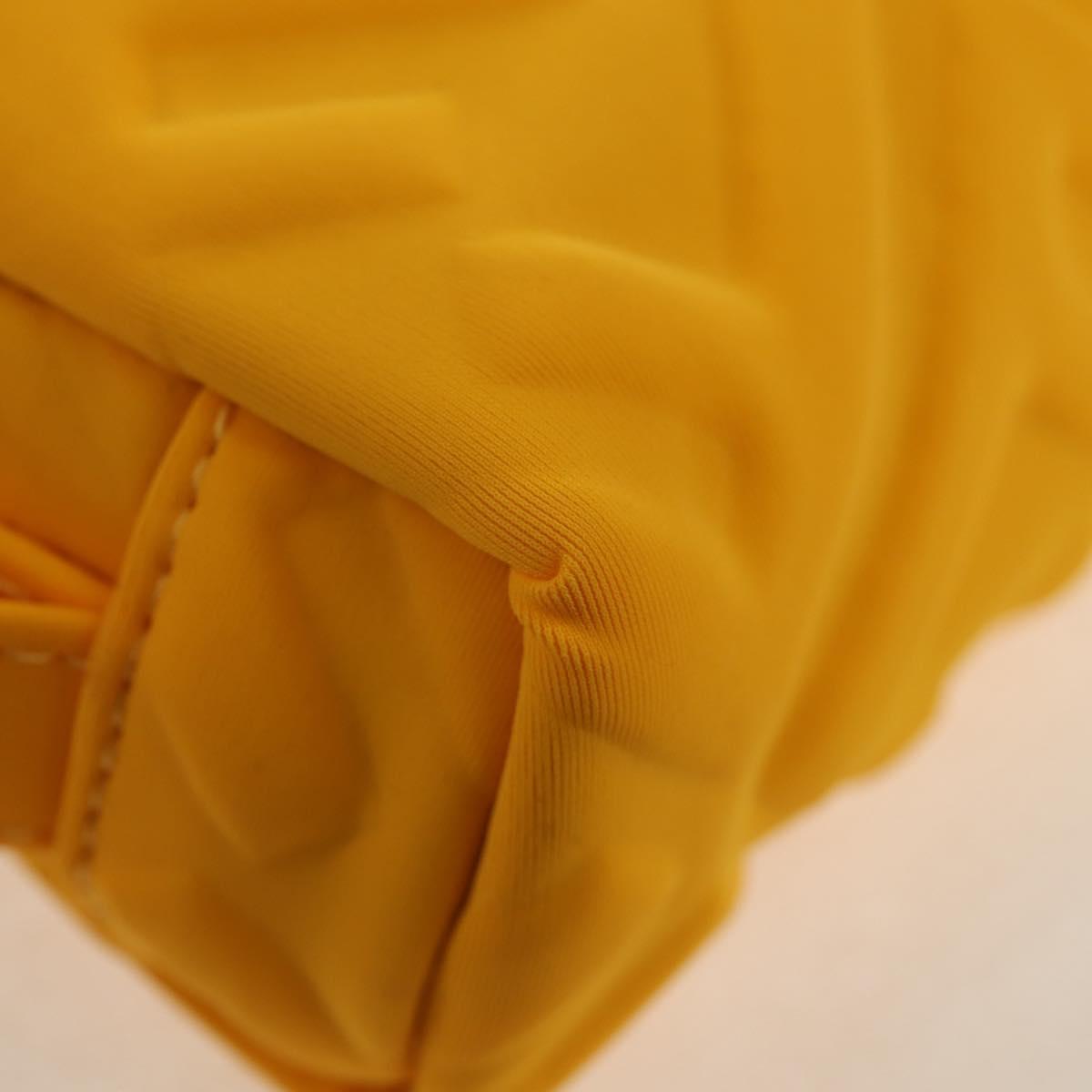 FENDI Zucca Canvas FF Emboss Pouch Nylon Yellow Gold Auth 150880M