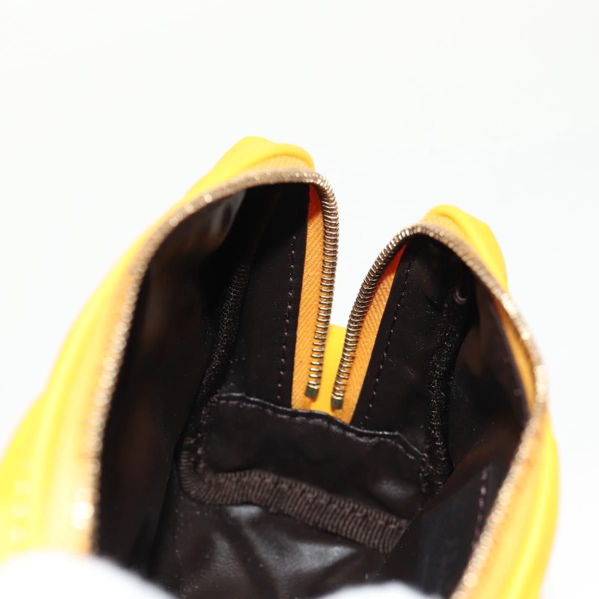 FENDI Zucca Canvas FF Emboss Pouch Nylon Yellow Gold Auth 150880M