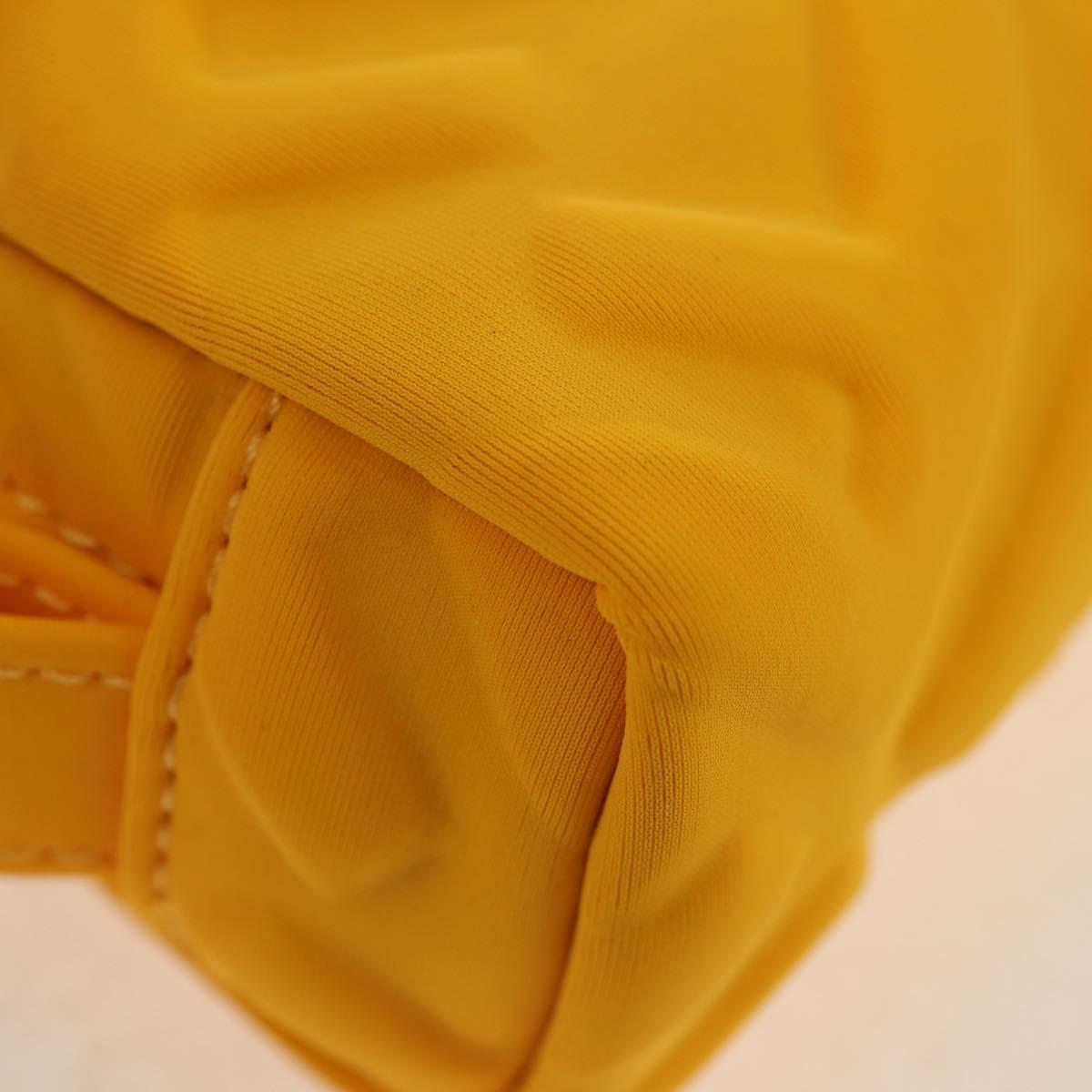 FENDI Zucca Canvas FF Emboss Pouch Nylon Yellow Gold Auth 150880M