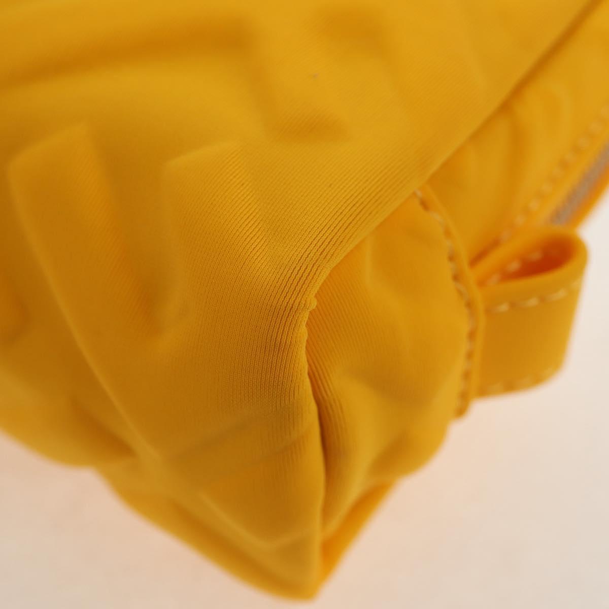 FENDI Zucca Canvas FF Emboss Pouch Nylon Yellow Gold Auth 150880M