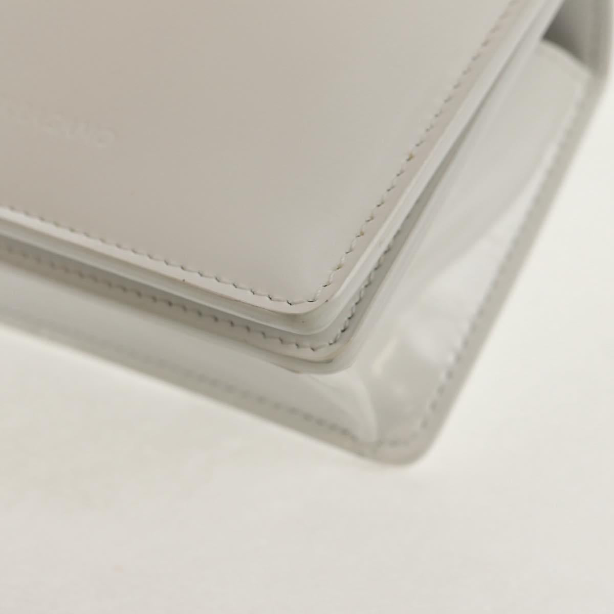 Salvatore Ferragamo Pouch Leather White Silver Auth 150881AV