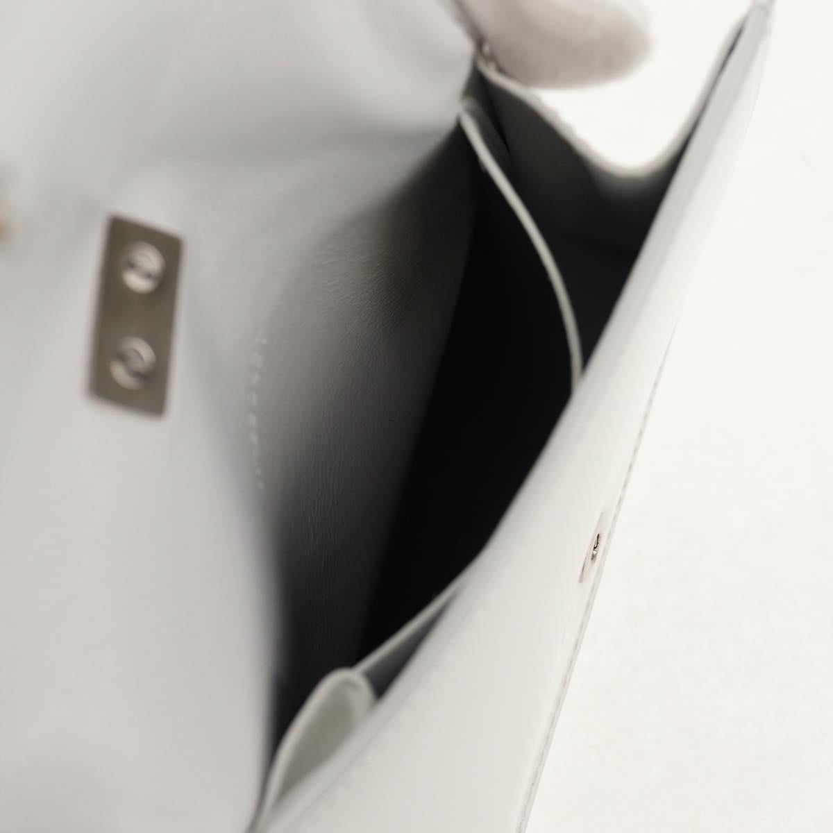 Salvatore Ferragamo Pouch Leather White Silver Auth 150881AV