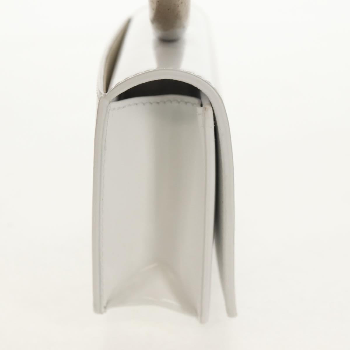 Salvatore Ferragamo Pouch Leather White Silver Auth 150881AV