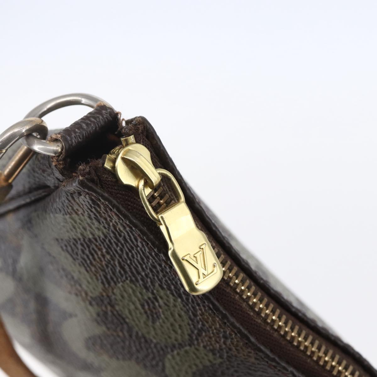 LOUIS VUITTON Graffiti Pochette Accessoires Pouch Khaki M92191 LV Auth 150893