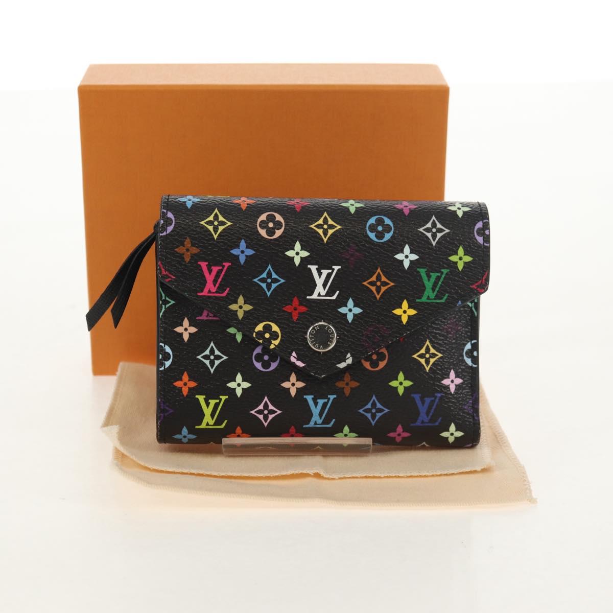 LOUIS VUITTON Multicolor Portefeuille Victorine Wallet Black M14163 Auth 150899M
