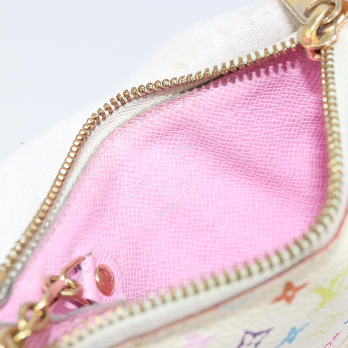 LOUIS VUITTON Monogram Multicolor Pochette ClesNM Purse White M93734 Auth 150900