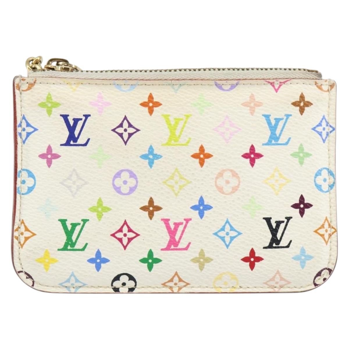 LOUIS VUITTON Monogram Multicolor Pochette ClesNM Purse White M93734 Auth 150900