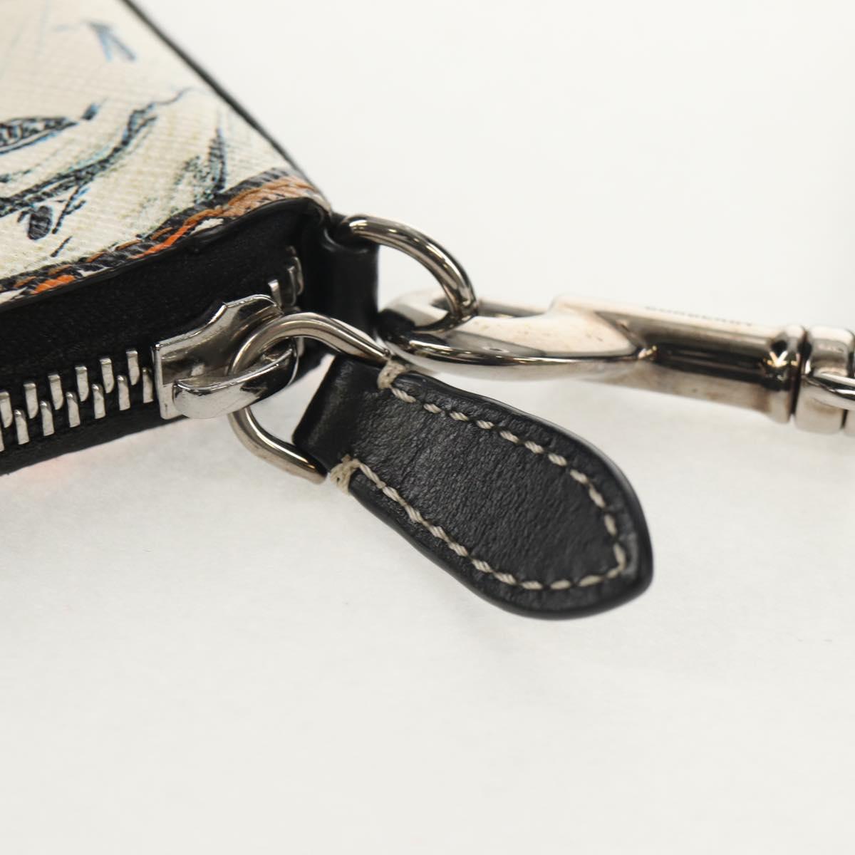 BURBERRY Coin Purse Neck Pouch PVC Beige Silver Auth 150901M