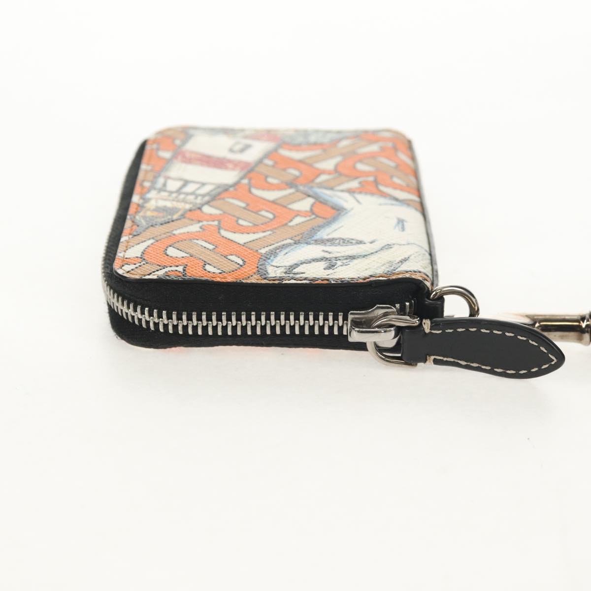 BURBERRY Coin Purse Neck Pouch PVC Beige Silver Auth 150901M