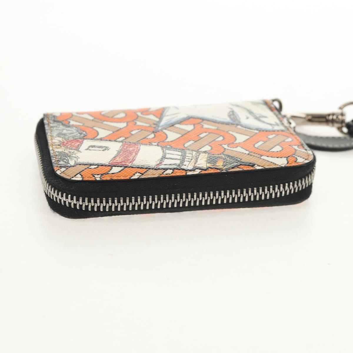 BURBERRY Coin Purse Neck Pouch PVC Beige Silver Auth 150901M