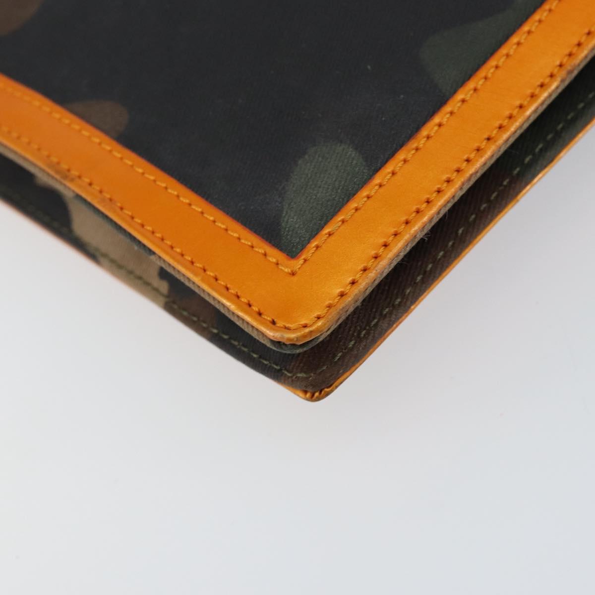 Christian Dior DIORELLA Shoulder Bag Canvas Orange Gold Auth 150905V