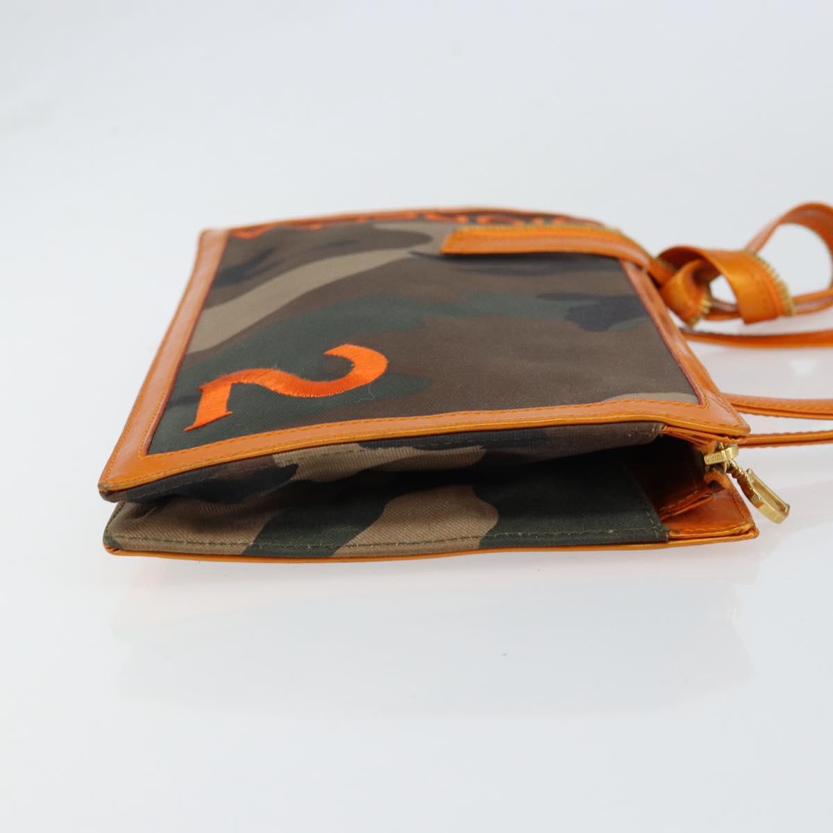 Christian Dior DIORELLA Shoulder Bag Canvas Orange Gold Auth 150905V