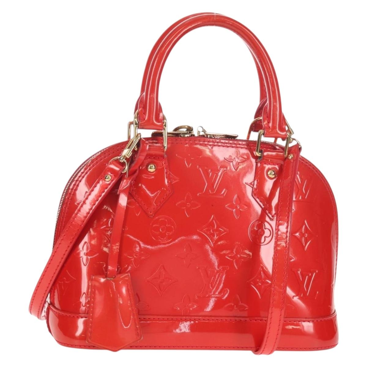 LOUIS VUITTON Monogram Vernis Alma BB Hand Bag 2way Red Slys M90174 Auth 150910