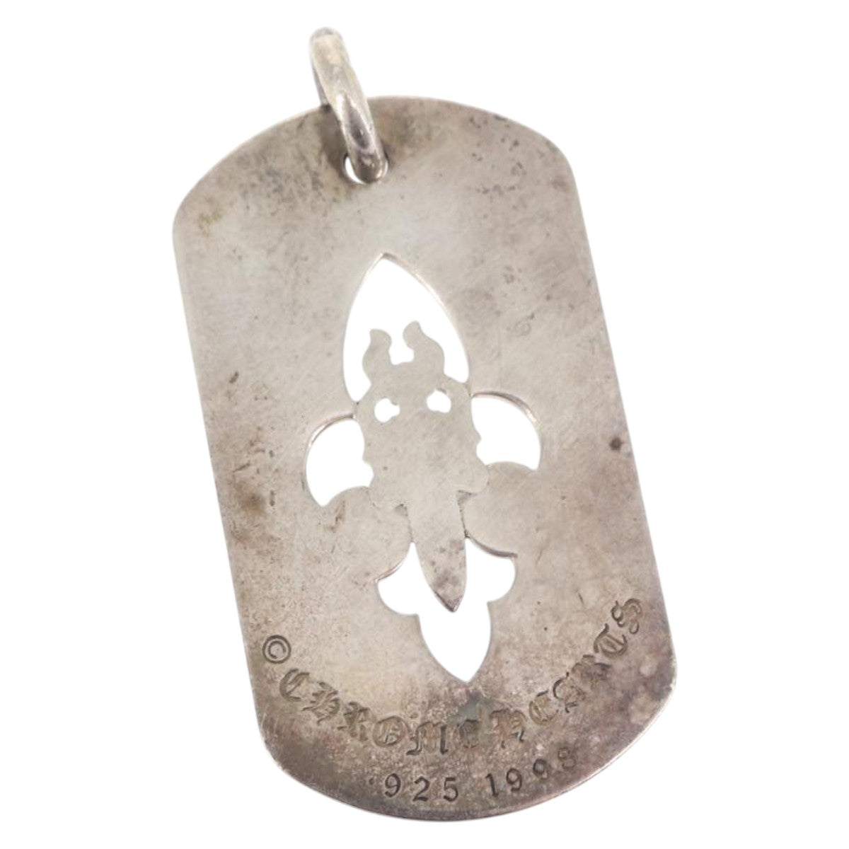 Chrome Hearts Cutout Flare Dagger Dog Tag Pendant Top Ag925 Silver Auth 150920AM