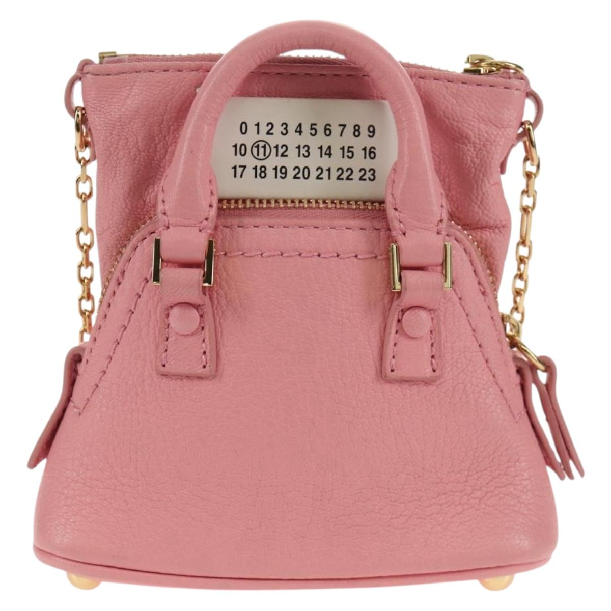 Maison Margiela Chain Shoulder Pouch 5AC Baby Leather 2way Pink Auth 150934M