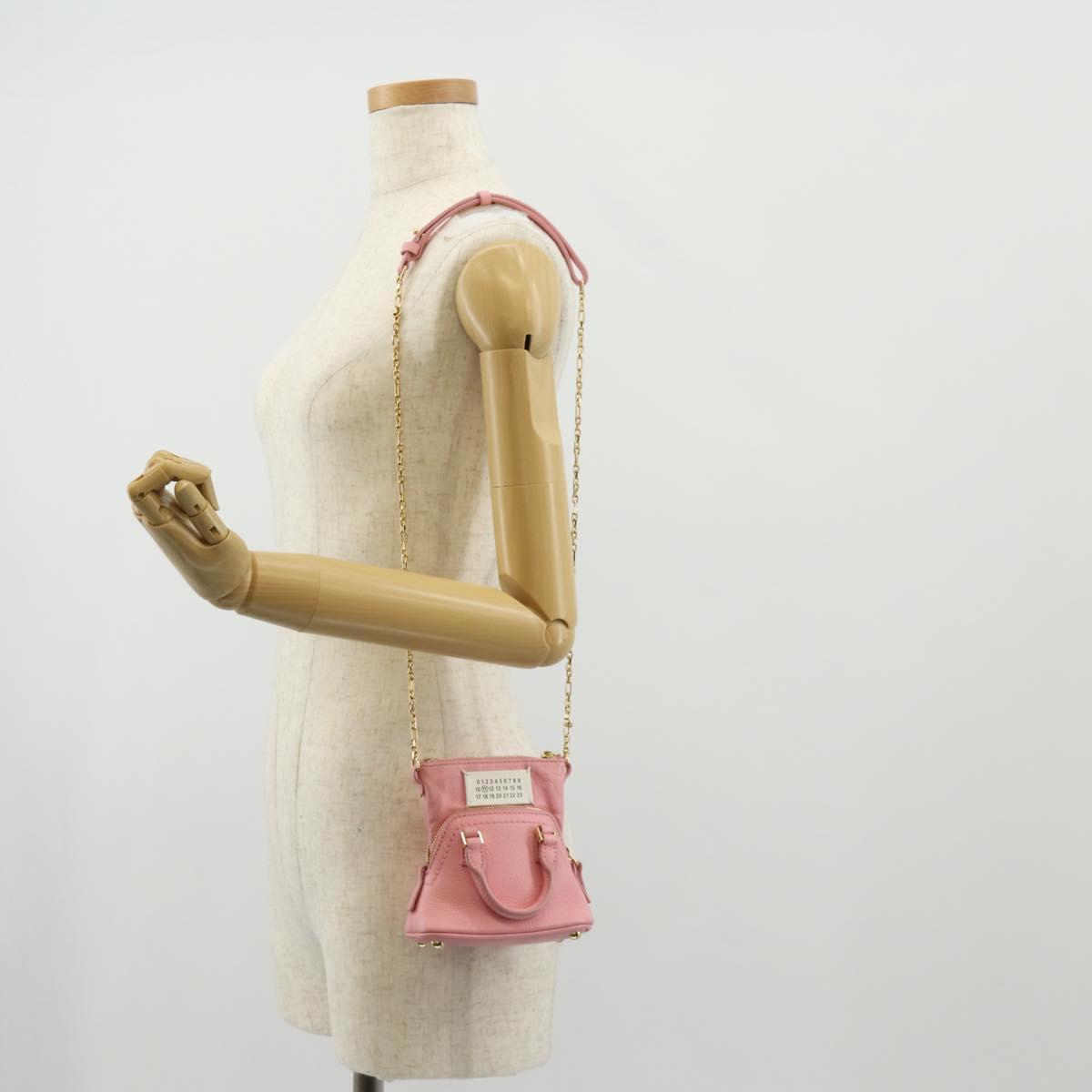Maison Margiela Chain Shoulder Pouch 5AC Baby Leather 2way Pink Auth 150934M