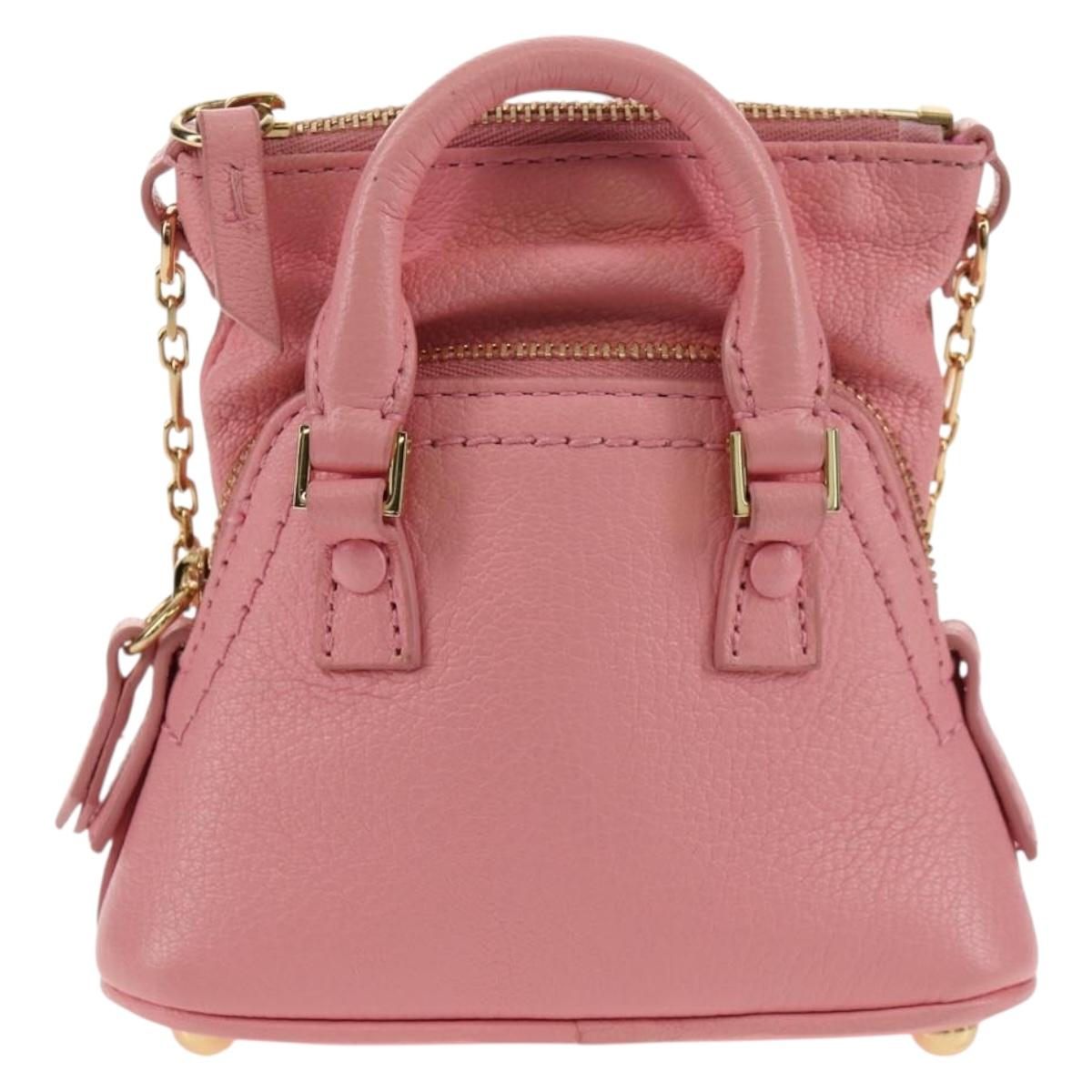 Maison Margiela Chain Shoulder Pouch 5AC Baby Leather 2way Pink Auth 150934M