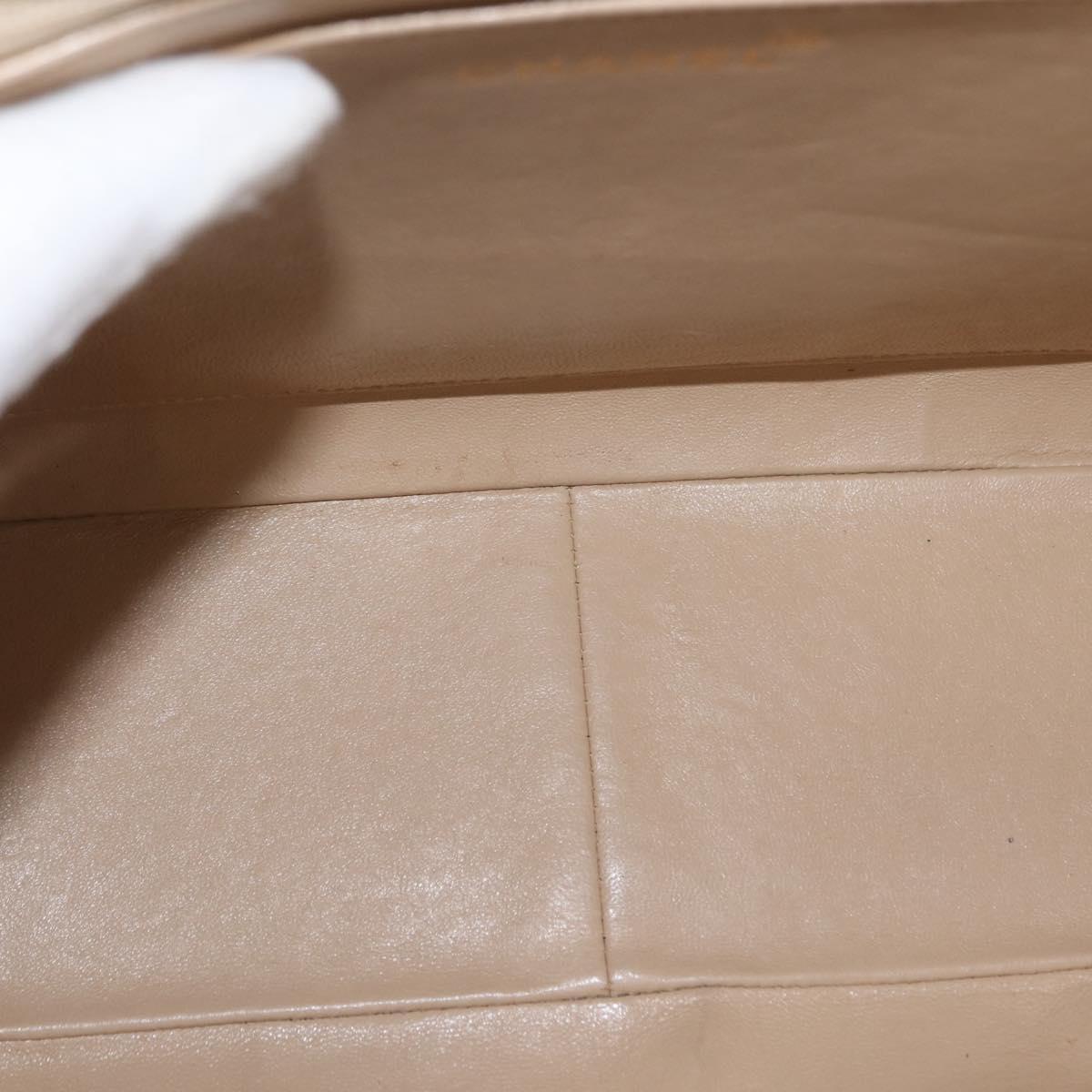 CHANEL Matelasse 34 Chain Shoulder Bag Satin Beige Gold CC Auth 150935