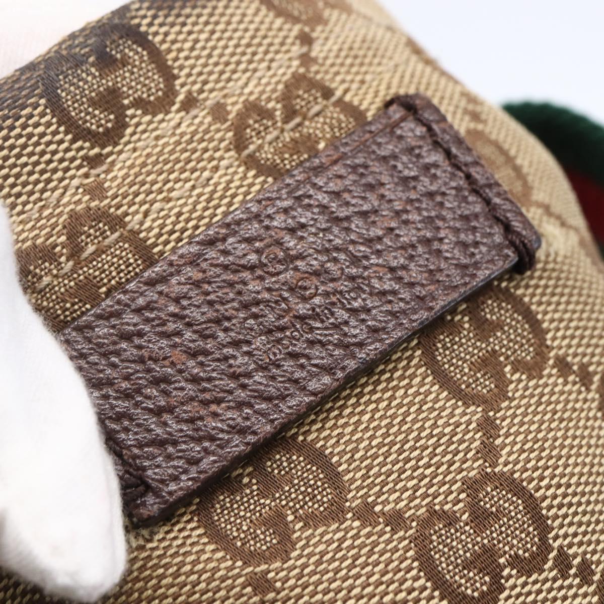 GUCCI GG Canvas Web Sherry Line Tote Bag Beige Red Green 189669 Auth 150943