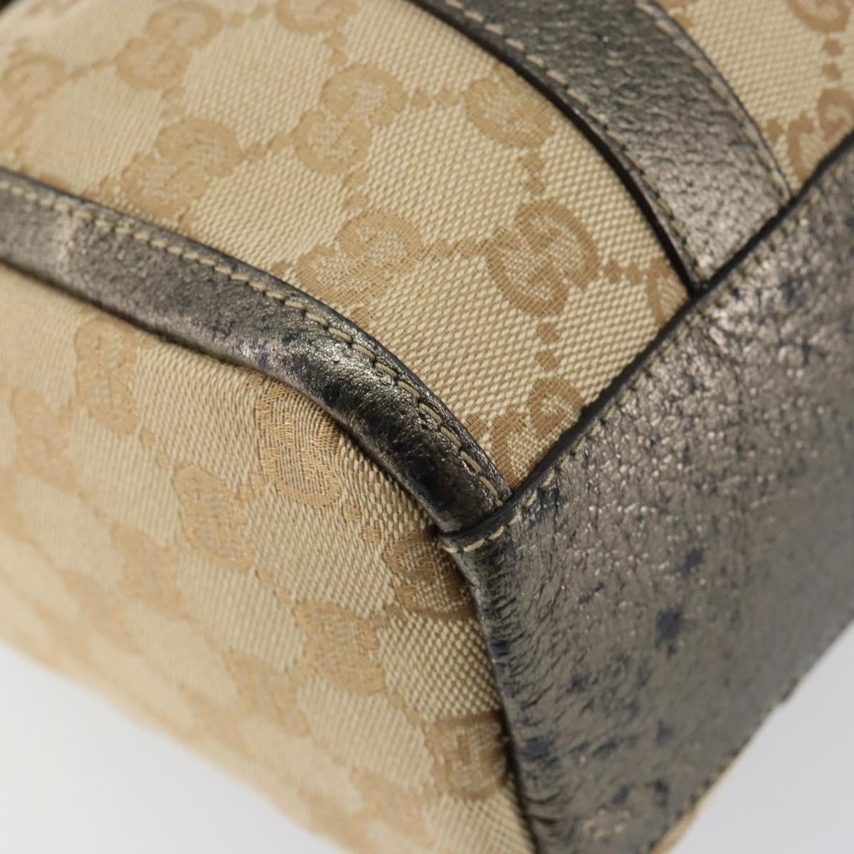 GUCCI GG Canvas Abbey Hand Bag Beige Gold 130942 Auth 150945