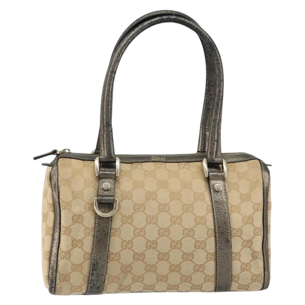 GUCCI GG Canvas Abbey Hand Bag Beige Gold 130942 Auth 150945