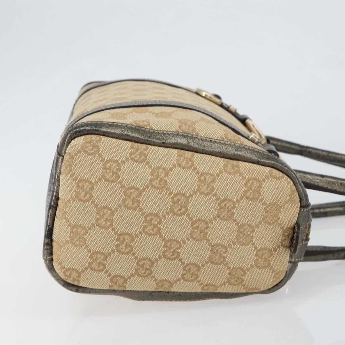 GUCCI GG Canvas Abbey Hand Bag Beige Gold 130942 Auth 150945