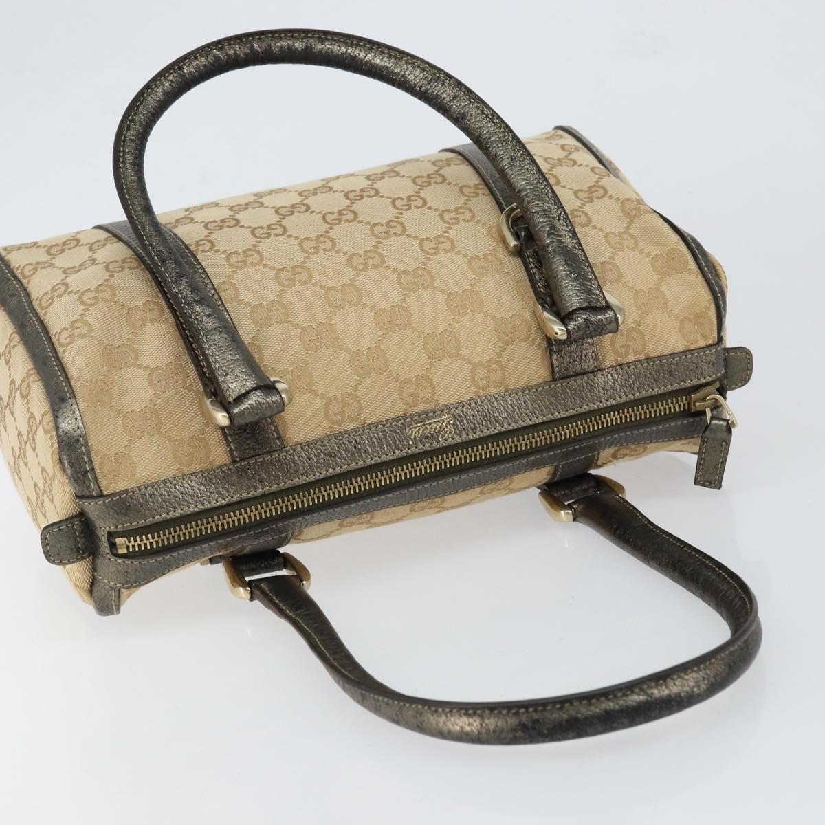 GUCCI GG Canvas Abbey Hand Bag Beige Gold 130942 Auth 150945