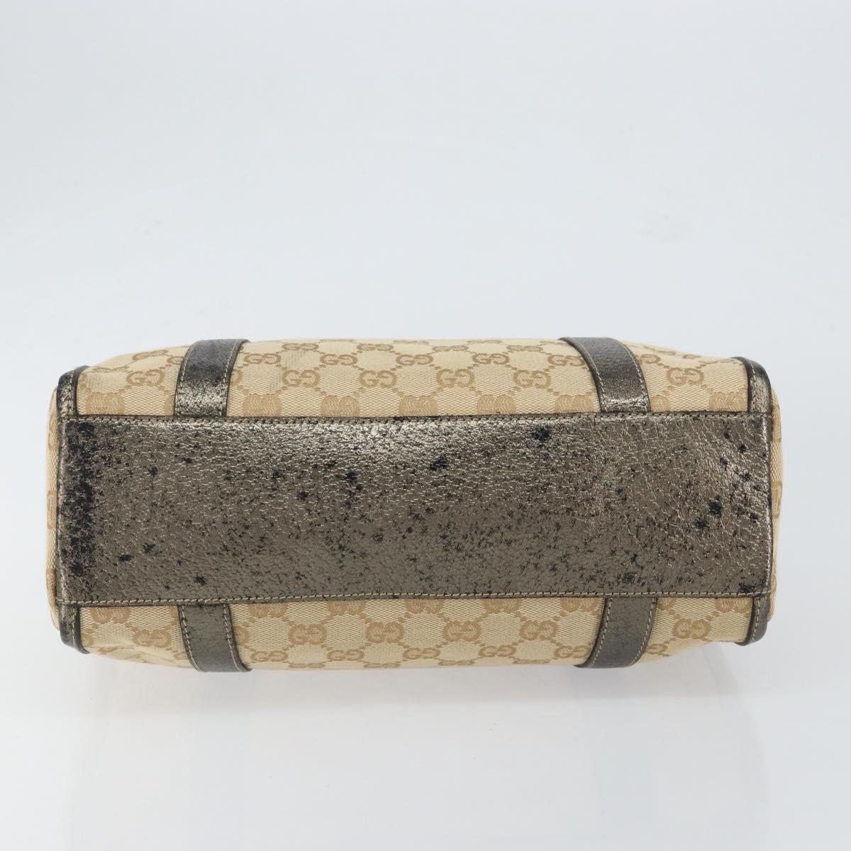 GUCCI GG Canvas Abbey Hand Bag Beige Gold 130942 Auth 150945