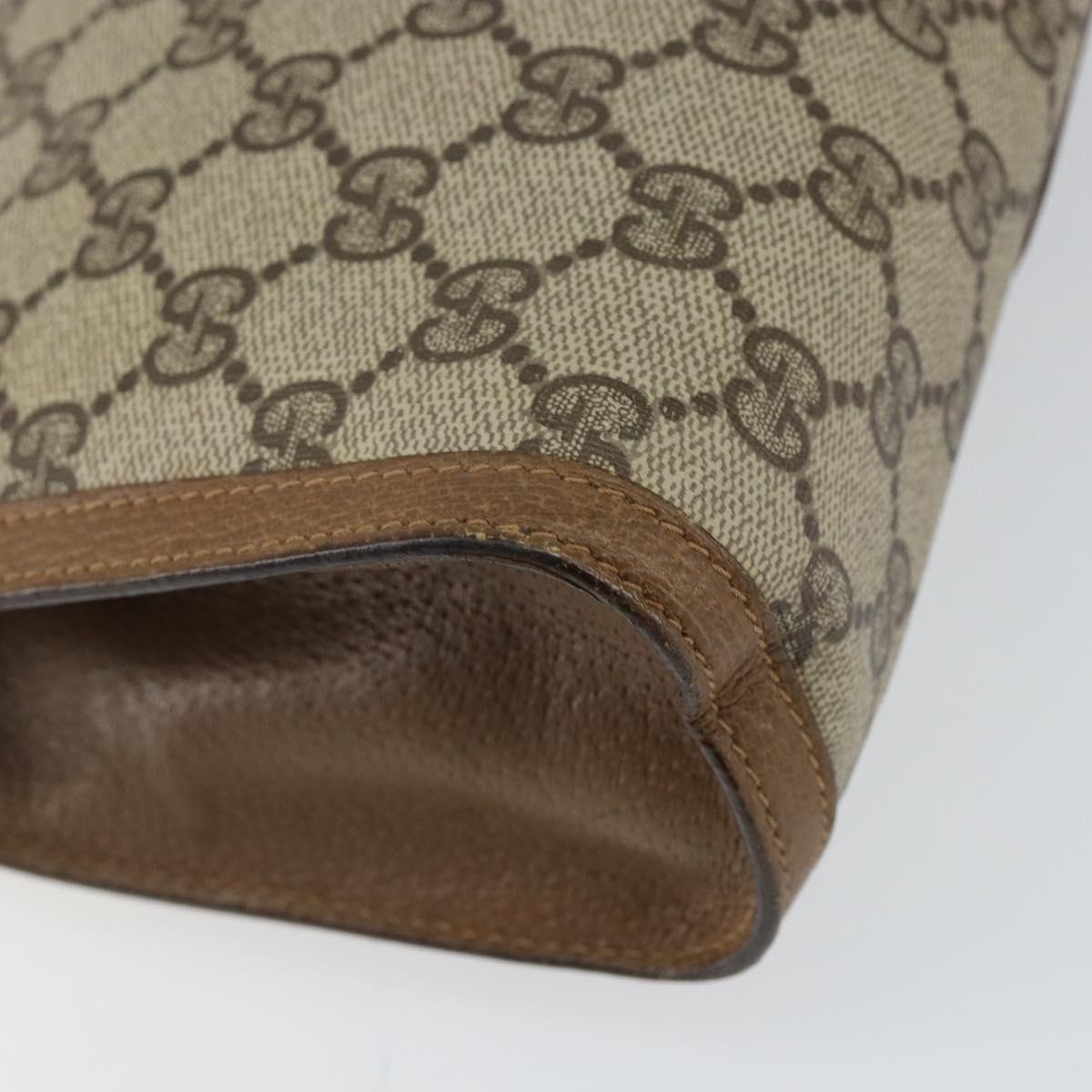 GUCCI GG Supreme Web Sherry Line Clutch Bag PVC Beige Red 89 01 033 Auth 150947