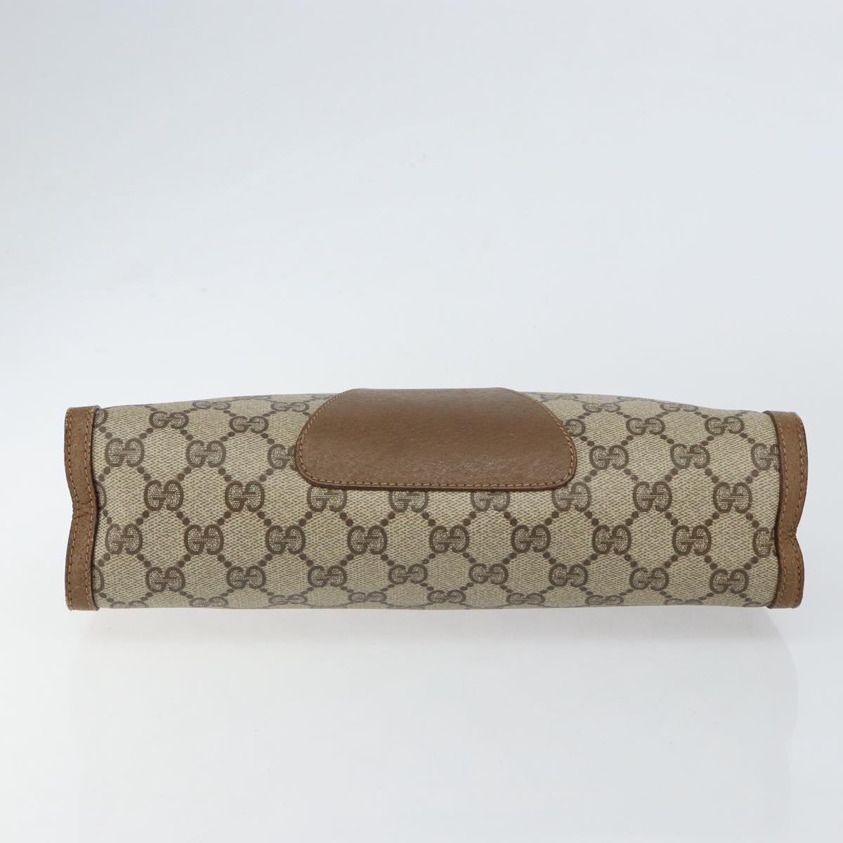 GUCCI GG Supreme Web Sherry Line Clutch Bag PVC Beige Red 89 01 033 Auth 150947