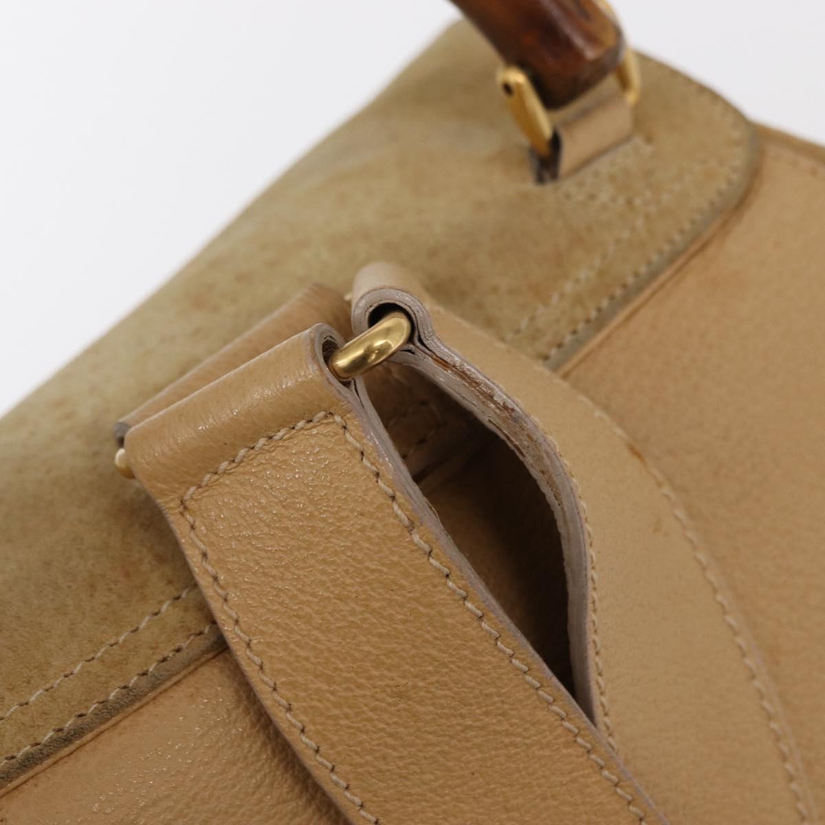 GUCCI Bamboo Backpack Suede Beige Gold 003 58 0016 Auth 150949