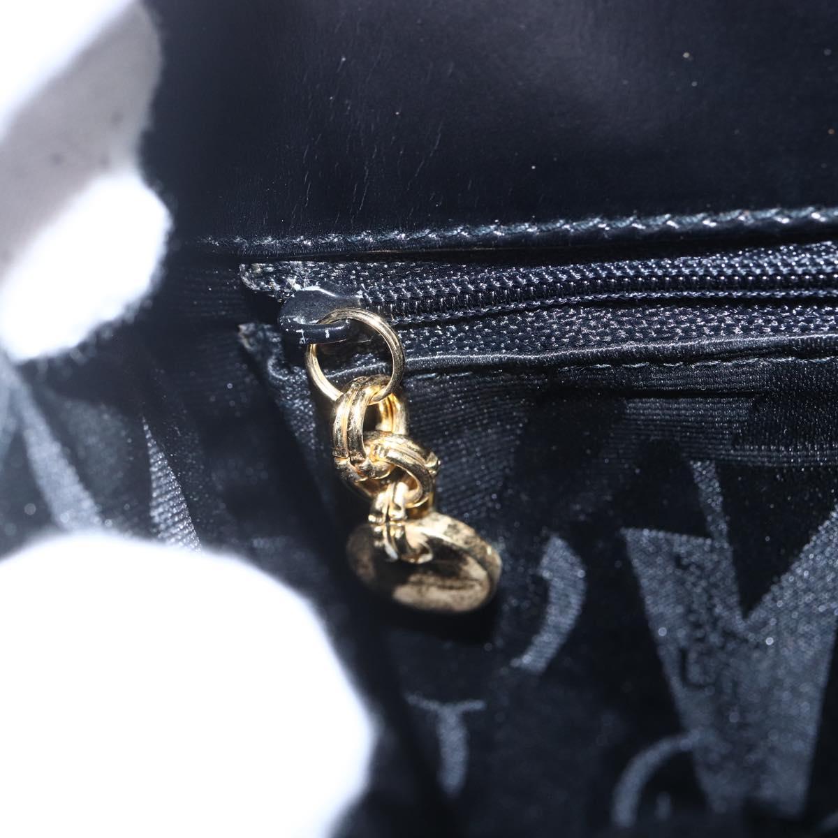 Salvatore Ferragamo Gancini Hand Bag Leather Gold Black Auth 150953