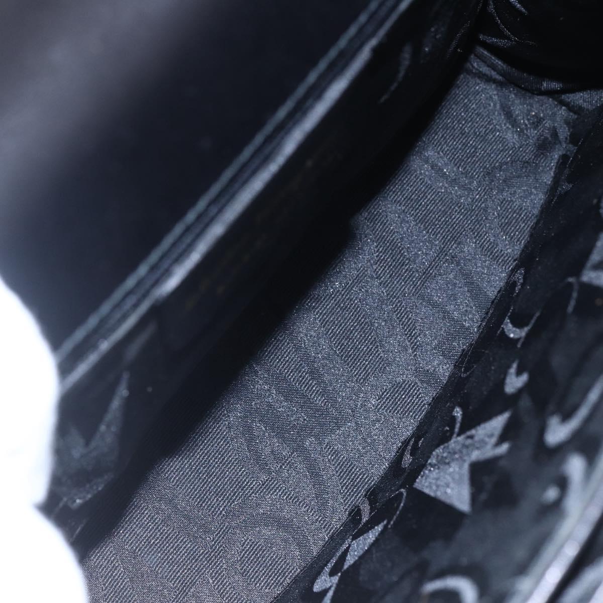 Salvatore Ferragamo Gancini Hand Bag Leather Gold Black Auth 150953